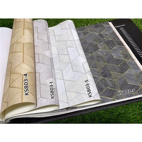 Jual Sale Wallpaper Dinding Geometri Balok 3D Abu Muda Abu Gelap Cream