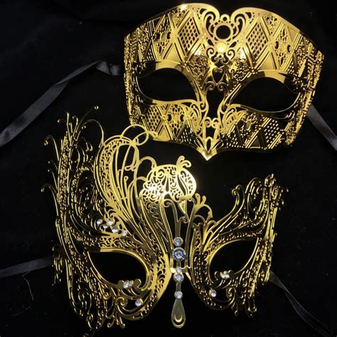 Black And Silver Mardi Gras Couples Masquerade Mask Set Wedding Prom