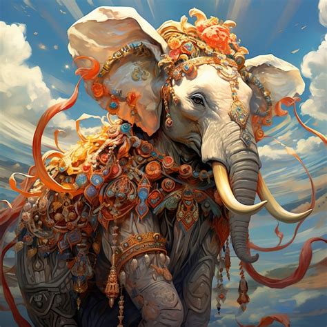 Premium AI Image | an elephant with a crown and a tusk that says tusks