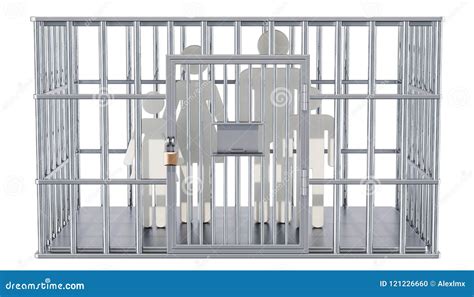 Steel Cage, Prison Cell with Family. 3D Rendering Stock Illustration - Illustration of cage ...