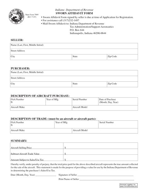 Sworn Affidavit Template Free