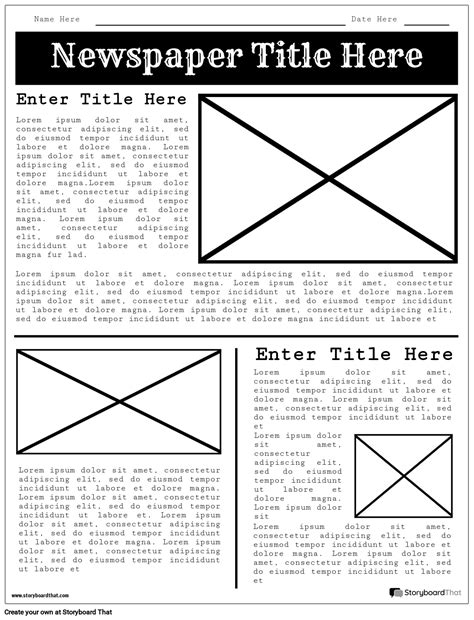 Newspaper Project Worksheet Templates Storyboardthat