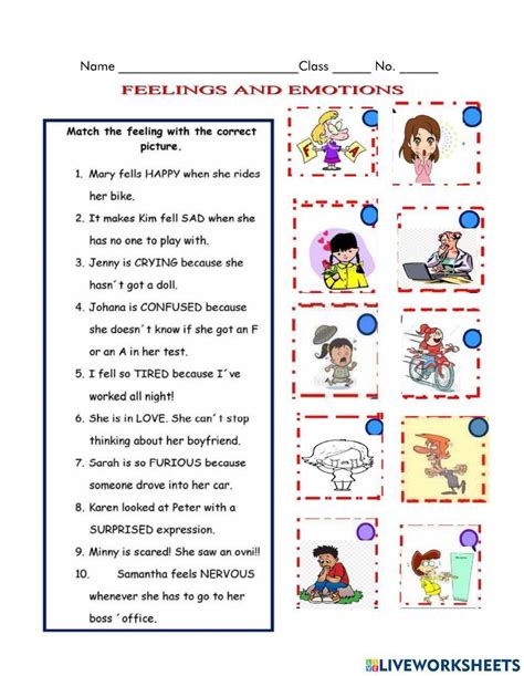 Feelings Matching Worksheet