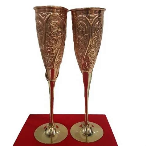 Brown Sarvsiddhi Pure Copper Designer Wine Goblet Set Of Pcs At Rs