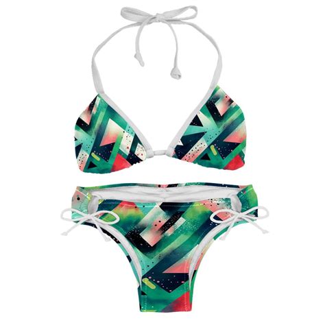 Geometric Cube Swimsuit Bikini Set With Detachable Sponge And