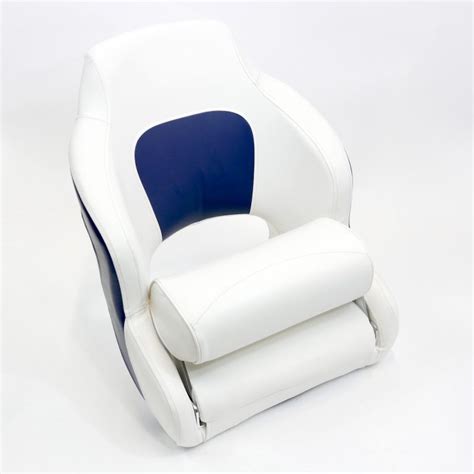 Premium Captains Bucket Flip Up Bolster Seat Whiteblue Style