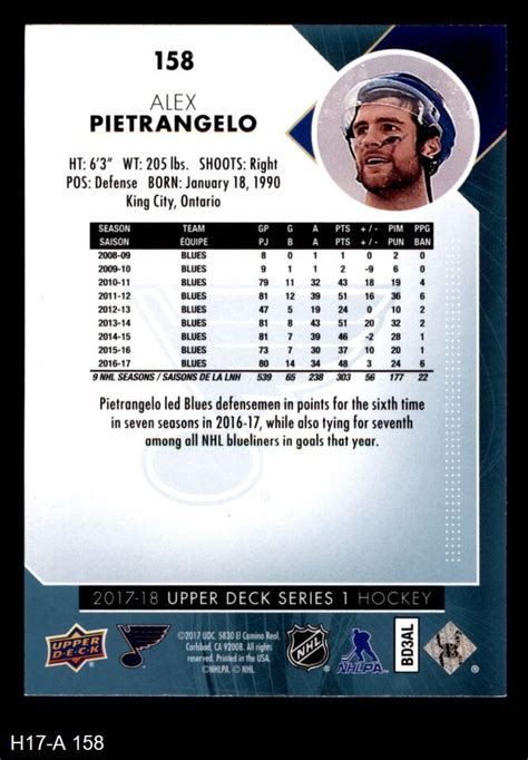 2017 Upper Deck 158 Alex Pietrangelo Blues 8 NM MT EBay