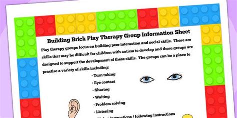 Building Brick Therapy Group Information Sheet Lego Therapy Therapy