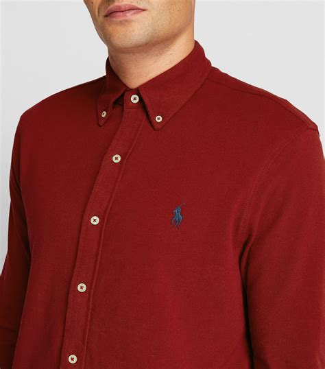 Mens Polo Ralph Lauren Burgundy Cotton Featherweight Mesh Shirt