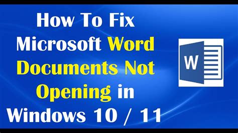 How To Fix Microsoft Word Documents Not Opening In Windows Youtube