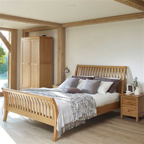 Falmouth Oak 5 Curved King Size Bed Solid Wood Frame Roseland Furniture