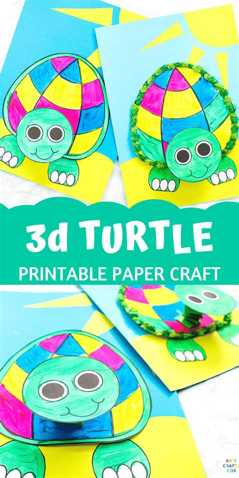 Printable 3d Turtle Paper Craft For Kids Arty Crafty Kids