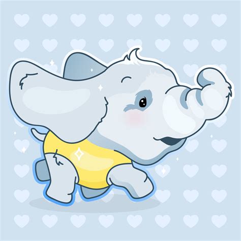 Cute elephant kawaii cartoon vector character. Adorable and funny animal in sportswear, swimsuit ...