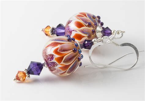 Dichroic Dahlia Lampwork Earrings By Ciel Creations