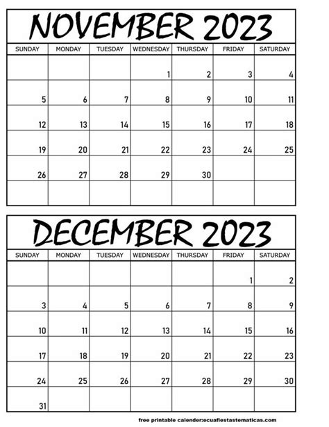 November And December 2023 Calendar Templates September Calendar