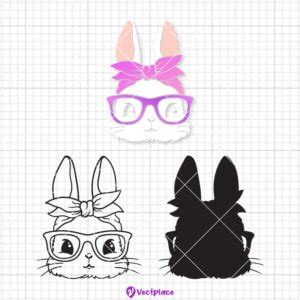 Cute Easter Bunny With Glasses Svg Easter Svg Cut File Cricut Png