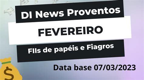 Di News Proventos Do Dia Til Fofs Fiis De Pap Is E