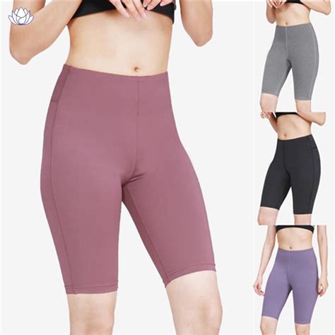 Women High Waist Elastic Tight Sports Solid Color Fitness Knee Length