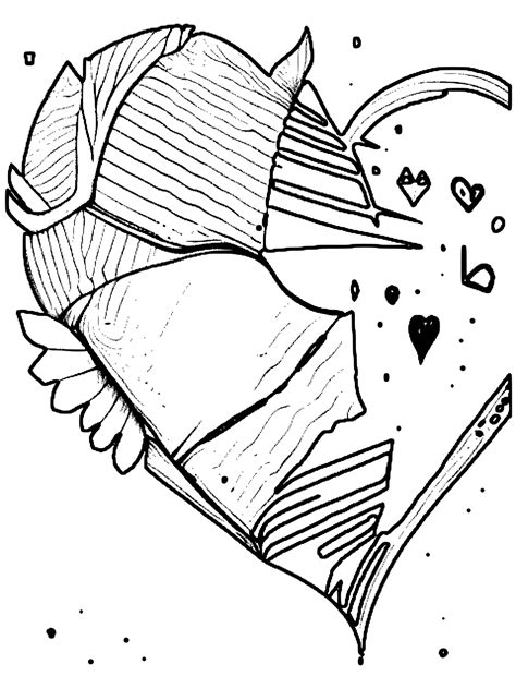 Broken Heart Coloring Page · Creative Fabrica