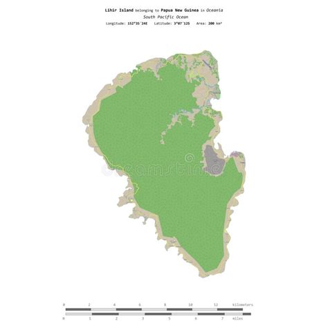 Lihir Island Papua New Guinea Shape On White Topo Standard Stock