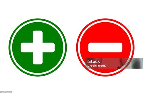 Plus And Minus Sign Icon Green Plus And Red Minus Symbol Stock