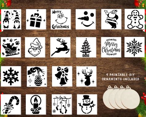 20pcs Small Christmas Stencils 3x3 Inch For Painting On Wood Etsy