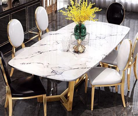 Marble Dining Table With Gold Base