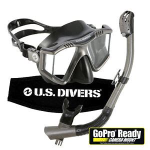 U S Divers Lux Mask And Phoenix Snorkel Set With GoPro Mount Combo