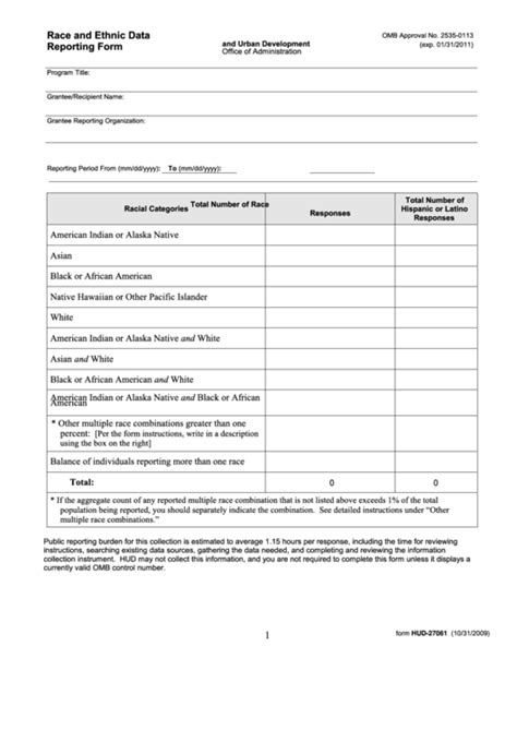 Fillable Form Hud Race And Ethnic Data Reporting Form Printable