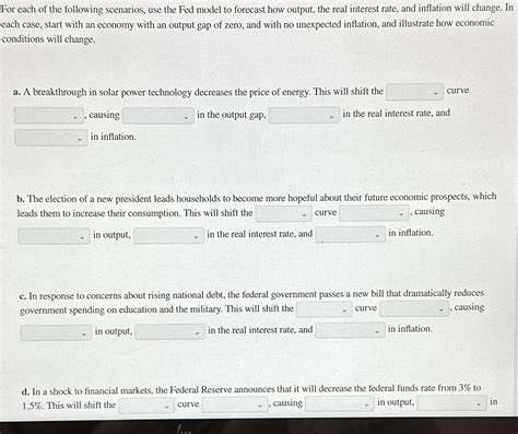 Solved For Each Of The Following Scenarios Use The Fed Chegg