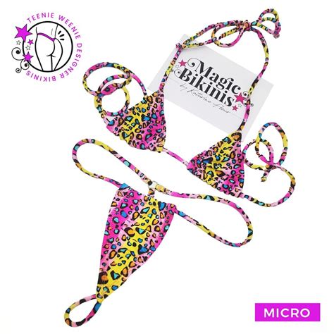 Mini Teenie Weenie Bikini No 84 Rainbow Leopard Micro Magic Bikinis Custom Competition Suits