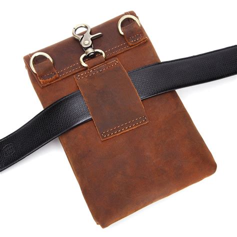 Cool Brown Leather Mens Mini Shoulder Bag Belt Pouch Belt Bags For Men Iwalletsmen