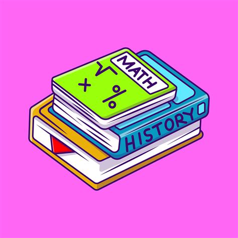 Pile Of School Books Cartoon Vector Icons Illustration Flat Cartoon