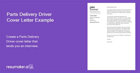 Parts Delivery Driver Cover Letter Examples Template 20 Tips