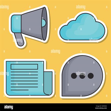 communication related icons over yellow background colorful design ...