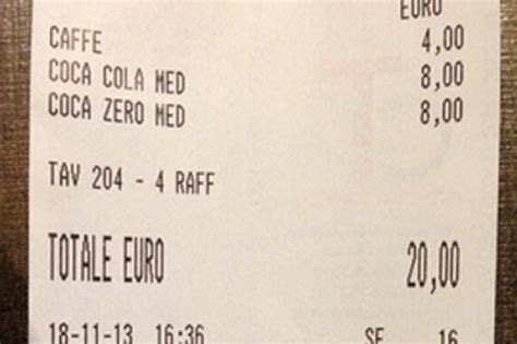 Due Coca Cola e un caffè a 20 euro Fabio Volo pubblica lo scontrino