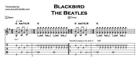 The Beatles Blackbird Guitar Lesson Tab And Chords Jerrys Guitar Bar