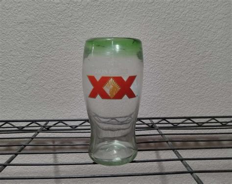 Cerveza Dos Equis Xx Hand Blown Green Rim Beer Etsy