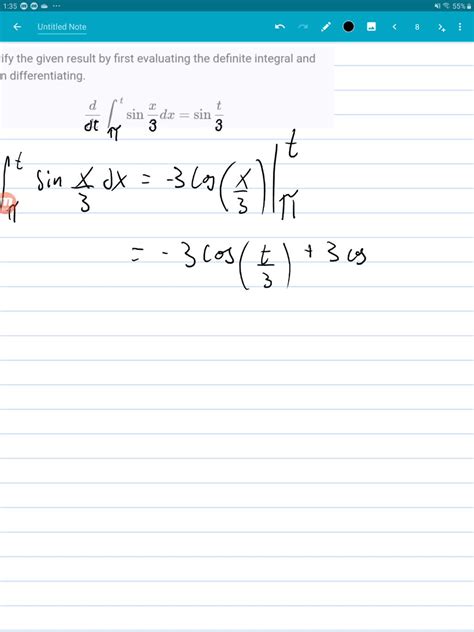 Solved Verify The Given Result By First Evaluating The Definite Integral And Then