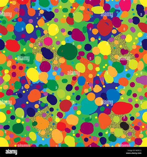 Seamless Repeating Pattern Of Multi Colored Spots And Dots Stock Vector