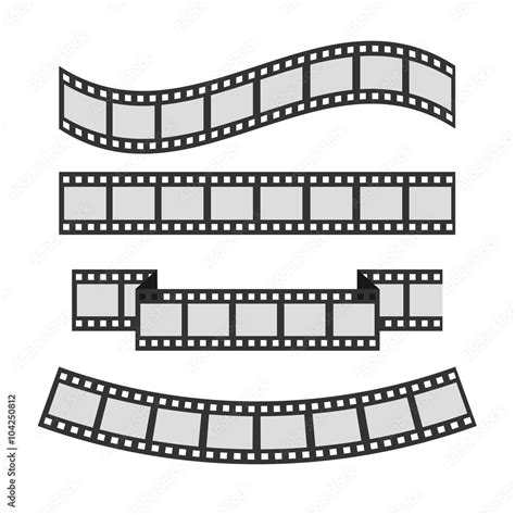 Film strip frame set. Different shape ribbon. Template. Design element ...