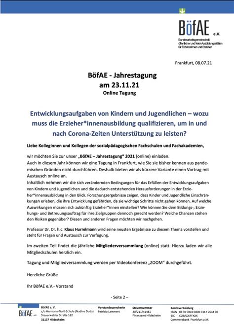 Einladung Jahrestagung Mitgliederversammlung Nov 2021 Boefae BöfAE