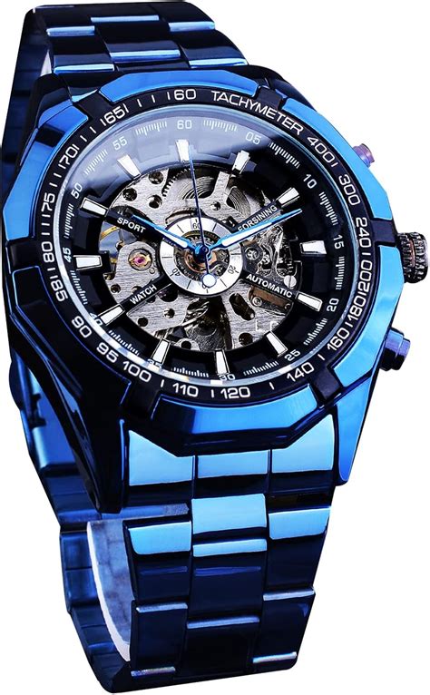 Forsining Montre M Canique Pour Homme Cadran Bleu En Acier