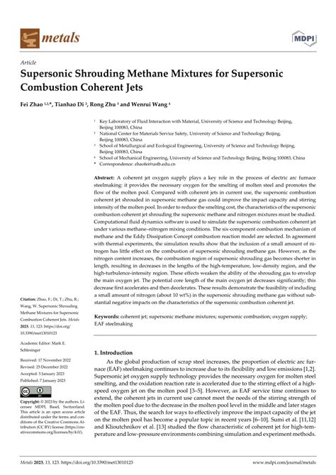 Pdf Supersonic Shrouding Methane Mixtures For Supersonic Combustion