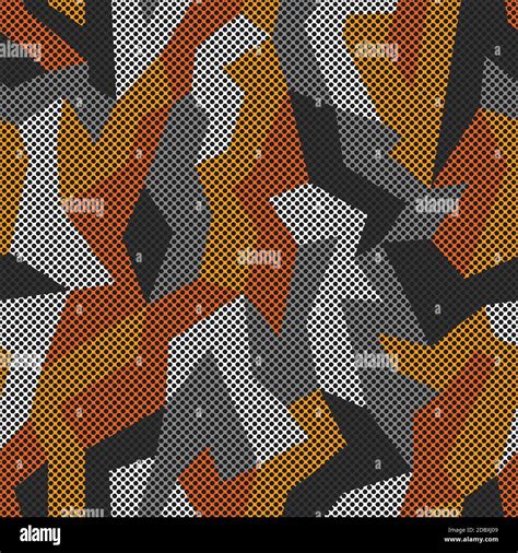 Modern Orange Camouflage Seamless Pattern Vector Illustration