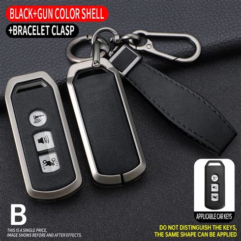 Alloy Leather Key Case Cover Keychain For Honda Pcx Forza