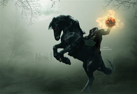 Demon Horse Ridden For A Headless Horseman Halloween Digital