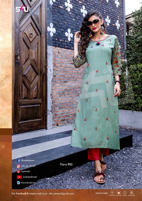 S4u Shivali Flora Vol 9 Printed Fancy Fabric Straight Readymade Kurtis