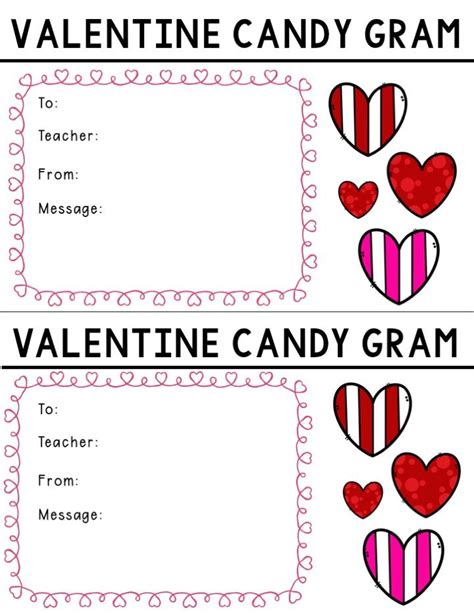 Printable Valentines Day Candy Gram Template Printable And Enjoyable