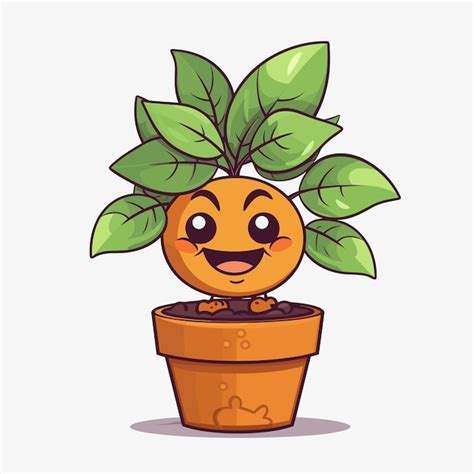 Premium Vector Plant In A Pot In Cartoon Nature Illustration